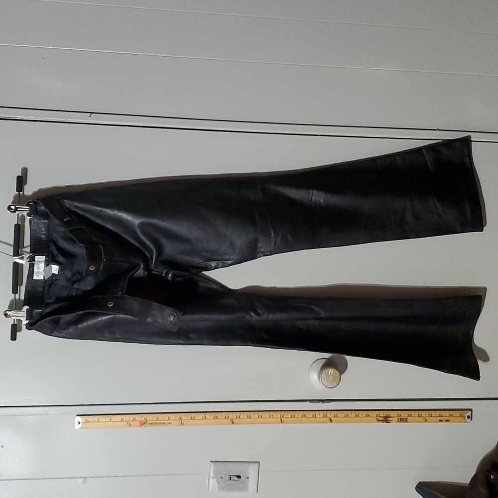 Vintage Hugo Buscoti Collection Black Lambskin Leather Pants Size 2